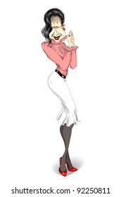 funny caricature on a not nice coquette