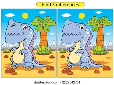 Funny carnivorous dinosaur find differences
