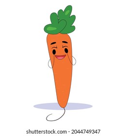 Funny carrot. Carrot with cute face. Flat vector illustration.