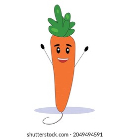 Funny carrot. Carrot with cute face. Flat vector illustration.
