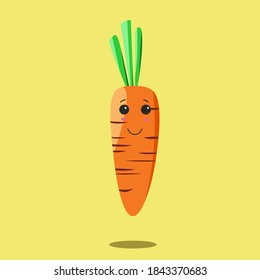 funny carrot with emoticons. Illustration vector. emoji carrot mascot