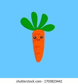 Funny carrot kawaii. Vector illustration