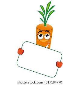 Funny carrot with signboard