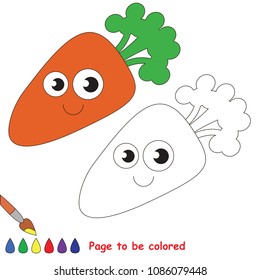 Funny Carrot Vegetable to be colored, the coloring book for preschool kids with easy educational gaming level.