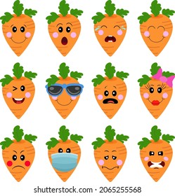 Funny carrots with feature a different expressions

