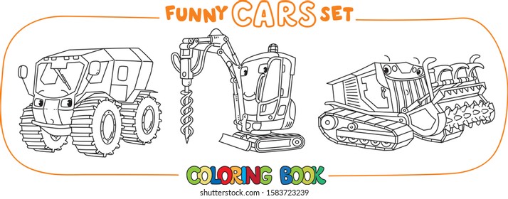 Funny cars with eyes coloring book set