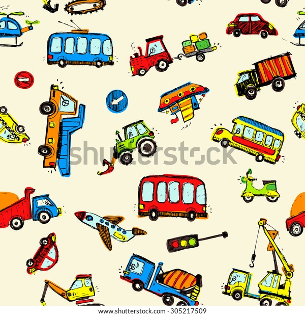 Funny Cars. kids\
seamless pattern\
texture.