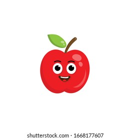 funny carton apple with eyes. cute red apple.