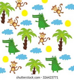 funny cartoon African animals pattern for kids