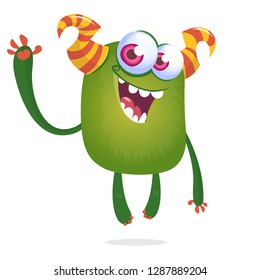 Funny cartoon alien with big eyes
