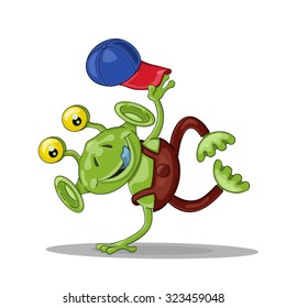 Funny cartoon alien  break dancer