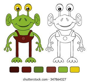 Funny cartoon alien. Coloring book