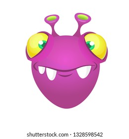 Funny cartoon alien head icon. Vector illustration