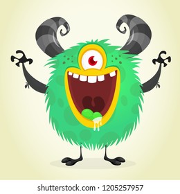 Funny cartoon alien with one eye. Vector illustration clipart