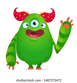 Funny cartoon alien with three eyes. Vector illustration