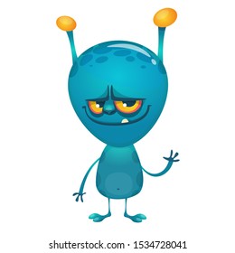 Funny cartoon alien. Vector illustration of cute alien character
