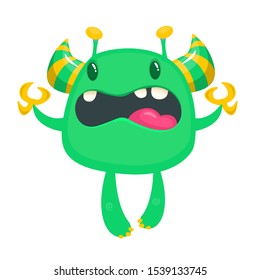 Funny cartoon alien. Vector illustration of cute alien character