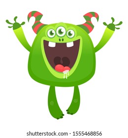 Funny cartoon alien. Vector illustration of cute alien character