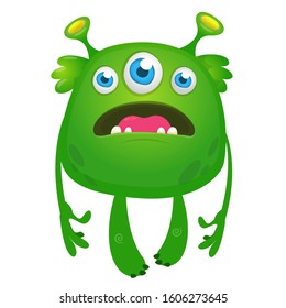 Funny cartoon alien. Vector illustration of cute alien character