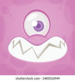Funny cartoon alienr face cyclops with one eye. Vector Halloween monster square avatar
