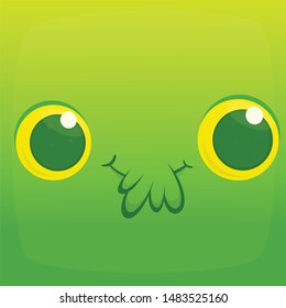 Funny cartoon alienr face. Vector Halloween monster square avatar