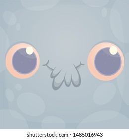 Funny cartoon alienr face. Vector Halloween monster square avatar