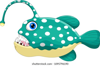Funny cartoon anglerfish 
