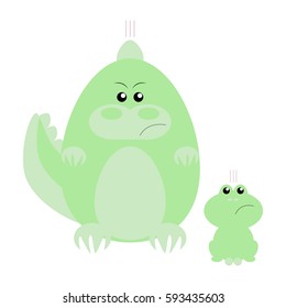 Funny cartoon angry crocodile and his frog friend