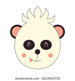 Funny cartoon animal face with panda eyes and playful smile.