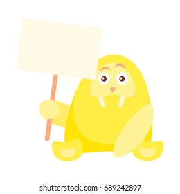 Funny cartoon animal with a place for your text. Vector illustration
