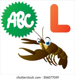 Engraçado desenhos animados animais ABC: L é para lagosta