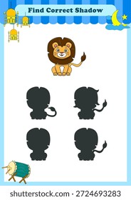 Engraçado animais de desenho animado. encontrar a sombra correta. Crianças Educação jogos. Ilustração de vetor de desenhos animados