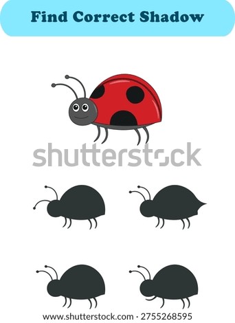Funny cartoon animals. find the correct shadow. Kids Education games. Cartoon vector illustration