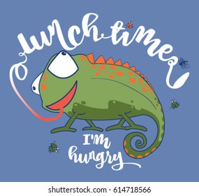 Funny cartoon animals vector .Chameleon Vector illustration