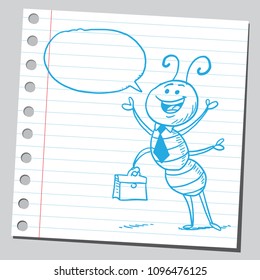 Funny cartoon ant businessman speaking