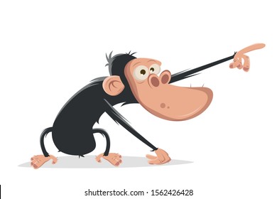 funny cartoon ape pointing at something important