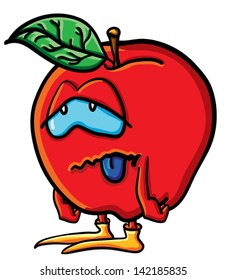 Funny cartoon apple on the white background