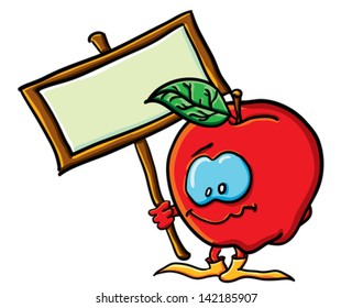 Funny cartoon apple on the white background