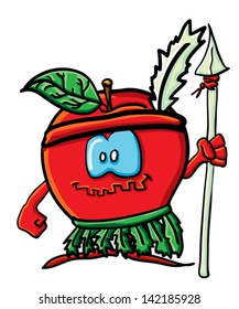 Funny cartoon apple on the white background