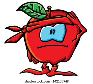 Funny cartoon apple on the white background