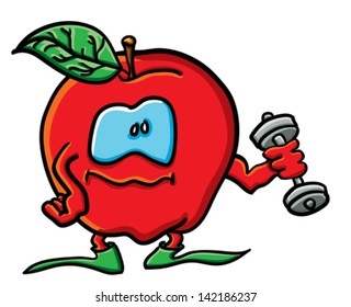 Funny cartoon apple on the white background