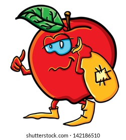 Funny cartoon apple on the white background