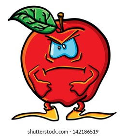 Funny cartoon apple on the white background