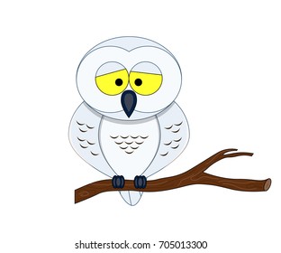 Funny cartoon arctic owl. Vector illustration. Cartoon bird. Isolated on white background. Arctic animals. Arctic birds.