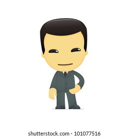 funny cartoon asian businessman in various poses for use in advertising, presentations, brochures, blogs, documents and forms, etc.