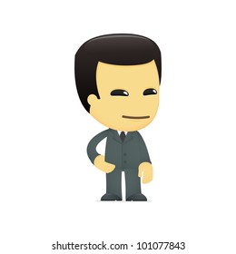 funny cartoon asian businessman in various poses for use in advertising, presentations, brochures, blogs, documents and forms, etc.