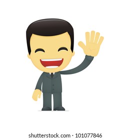funny cartoon asian businessman in various poses for use in advertising, presentations, brochures, blogs, documents and forms, etc.