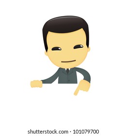funny cartoon asian businessman in various poses for use in advertising, presentations, brochures, blogs, documents and forms, etc.