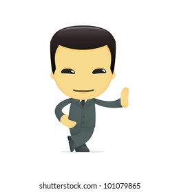 funny cartoon asian businessman in various poses for use in advertising, presentations, brochures, blogs, documents and forms, etc.