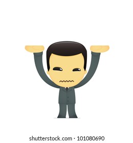 funny cartoon asian businessman in various poses for use in advertising, presentations, brochures, blogs, documents and forms, etc.